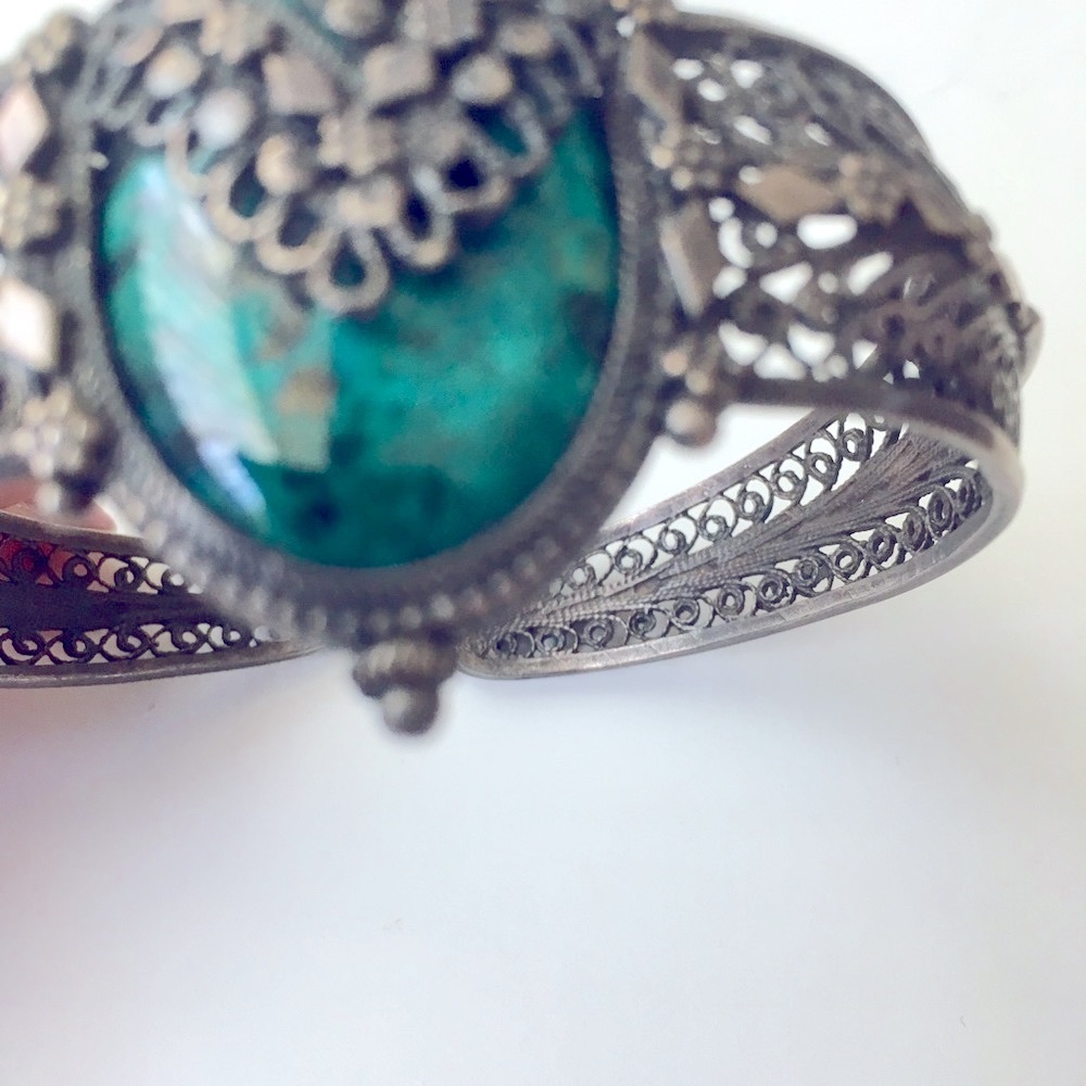 Cuff bracelet Vintage Silver bracelet w Turquoise - Picture 3 of 5